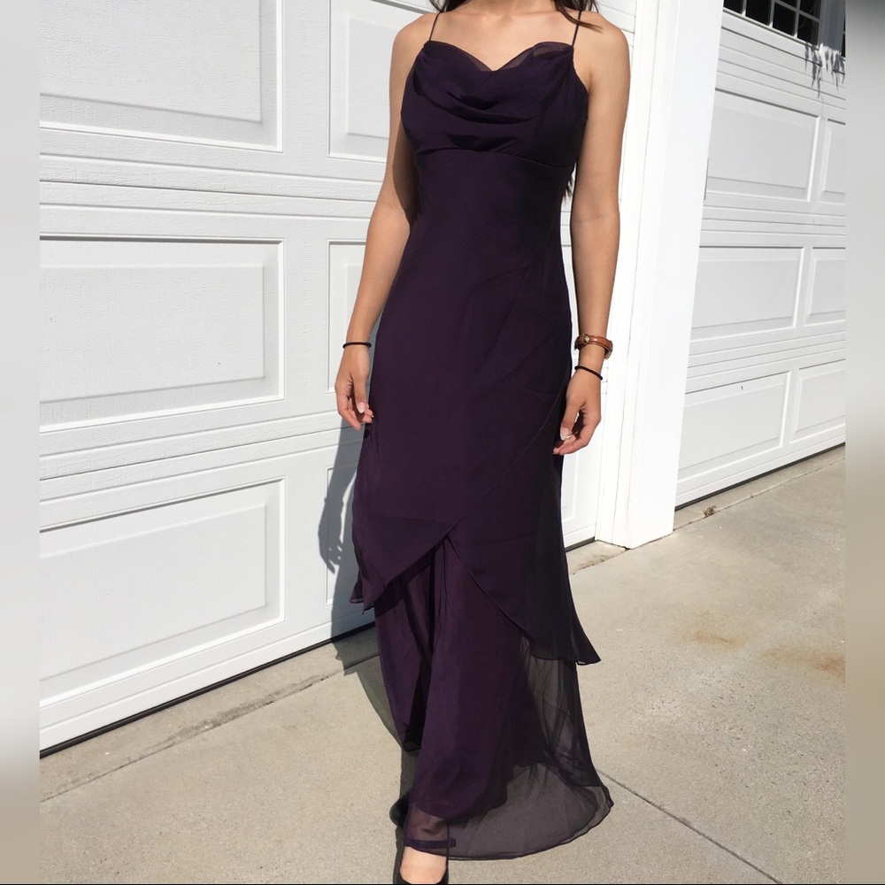 Plum Formal Bridesmaid Dress - Betsy & Adam by Linda Bernell